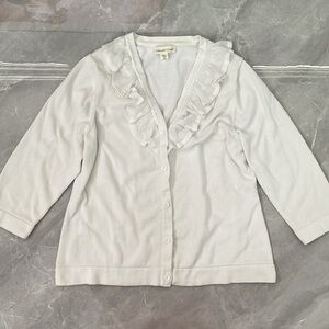 Women's Coldwater Creek Ruffled Button Up Cardigan Sweater Medium